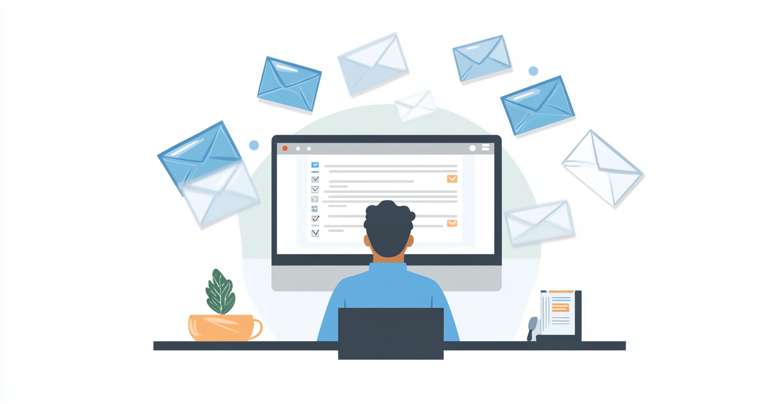 recmIkOGMpmTwsnuJ -  A split-screen showing an email thread where the footer suggests it has been forwarded by a manager to a salesperson, staged in a corporate office environment_
