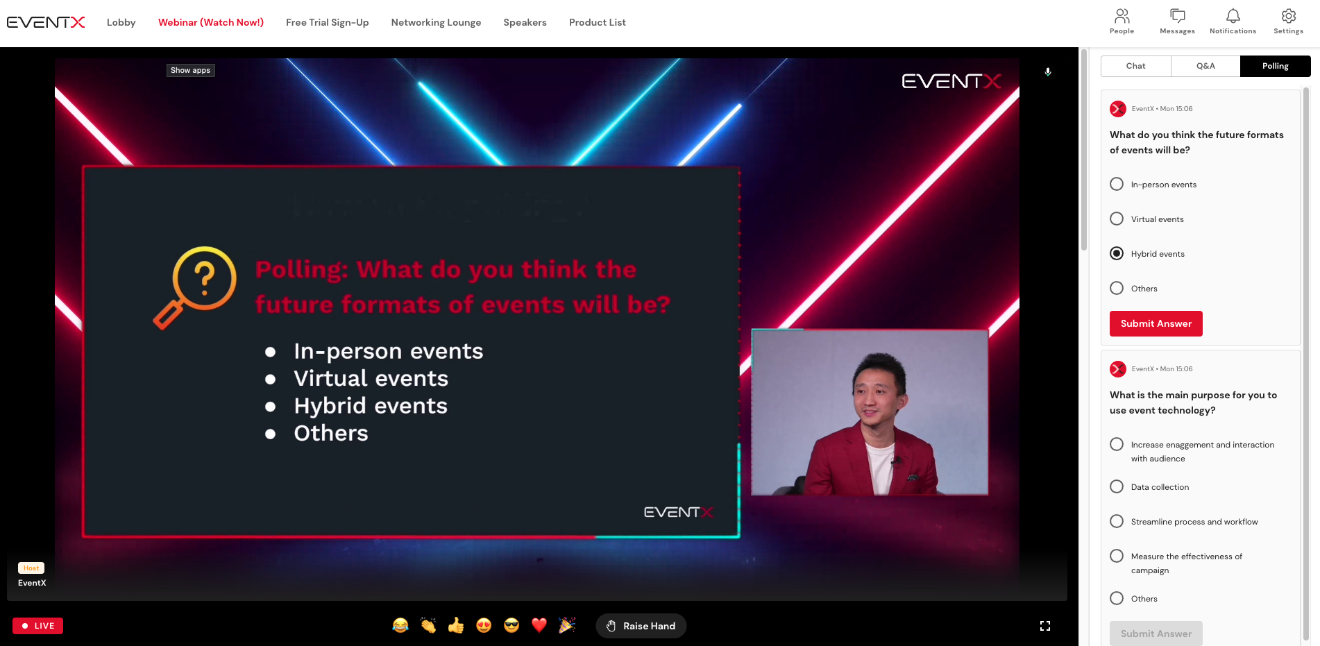 EventX 會議平台畫面