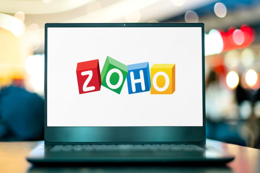 Zoho opened in a laptop