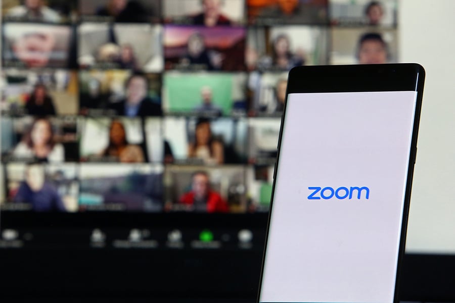 Zoom meeting in mobile phone and on desktop