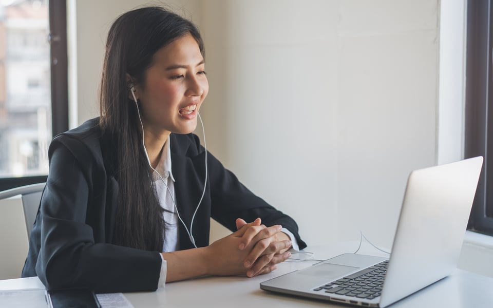 woman on an online webinar