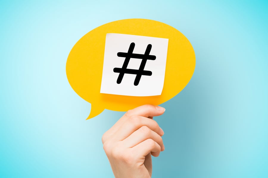 hashtag on a yellow speech bubble