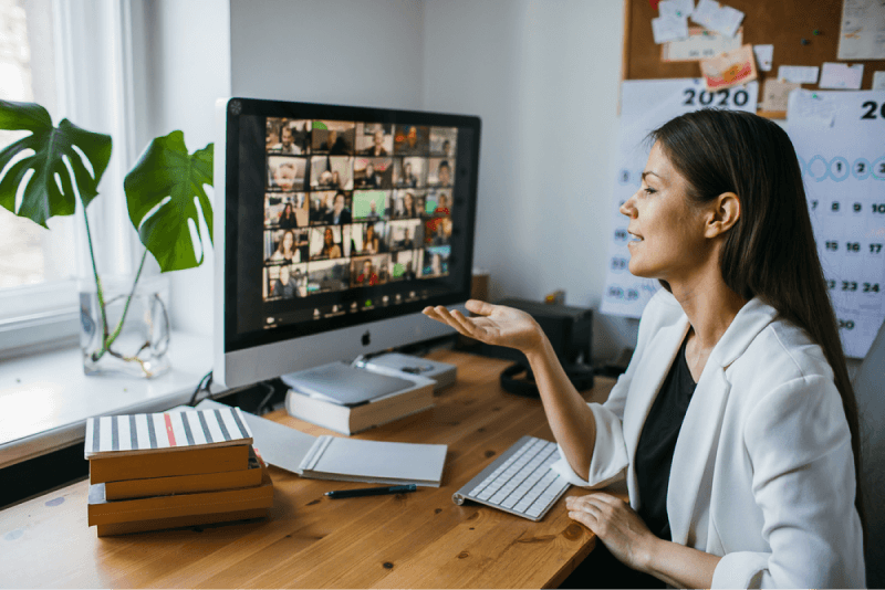 woman holding a webinar